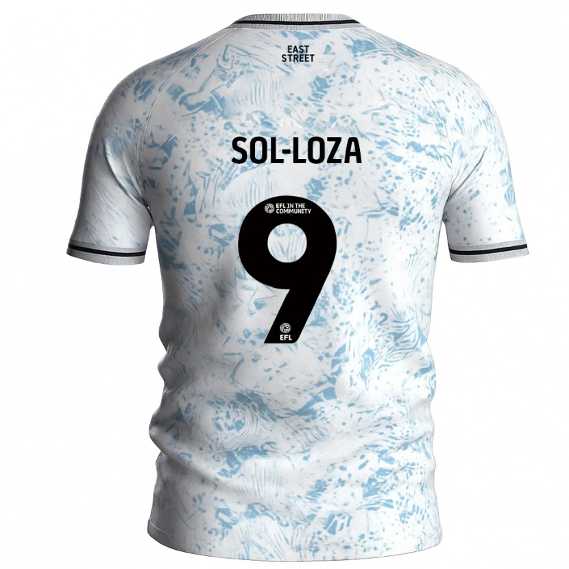 Danxen Dzieci Emmanuel Sol-Loza #9 Biało-Błękitny Wyjazdowa Koszulka 2025/26 Koszulki Klubowe