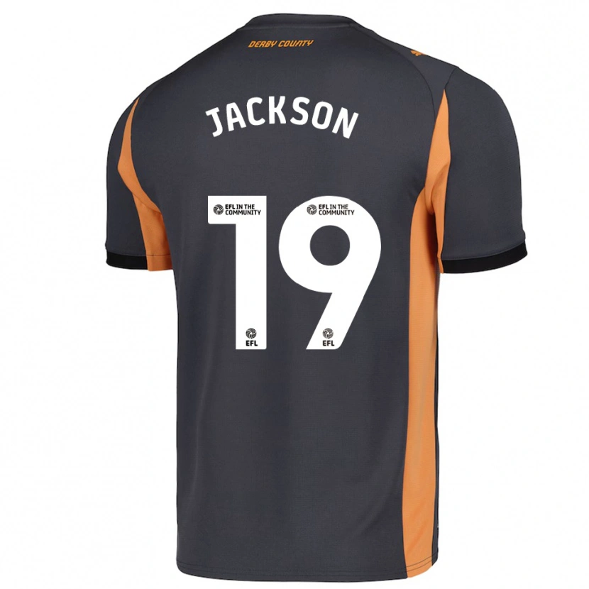 Danxen Dzieci Kayden Jackson #19 Szaro-Pomarańczowo-Czarny Wyjazdowa Koszulka 2025/26 Koszulki Klubowe