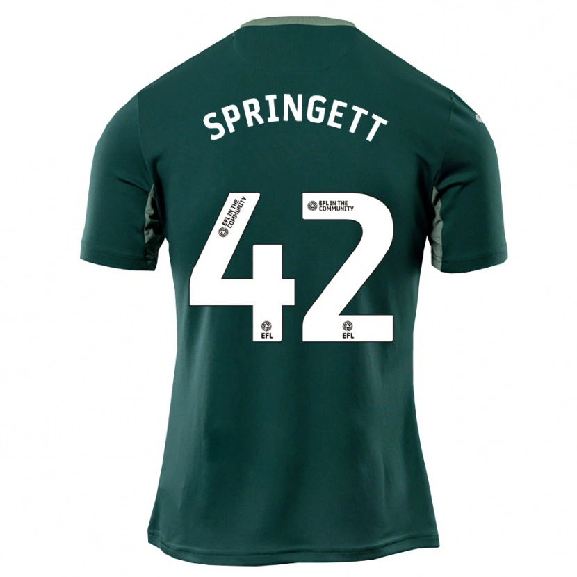 Danxen Dzieci Tony Springett #42 Zielono-Biało-Fioletowy Wyjazdowa Koszulka 2025/26 Koszulki Klubowe