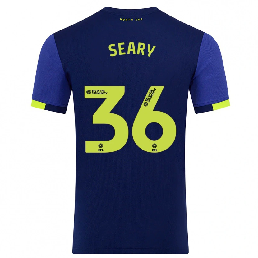 Danxen Dzieci Josh Seary #36 Granatowo-Żółty Wyjazdowa Koszulka 2025/26 Koszulki Klubowe