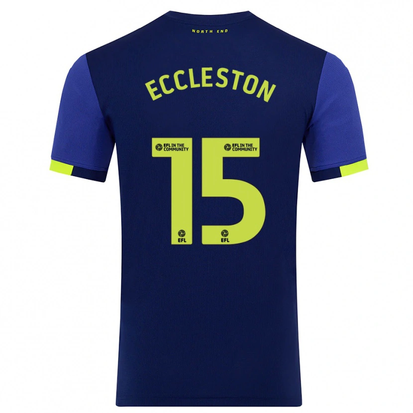 Danxen Dzieci Ethan Eccleston #15 Granatowo-Żółty Wyjazdowa Koszulka 2025/26 Koszulki Klubowe