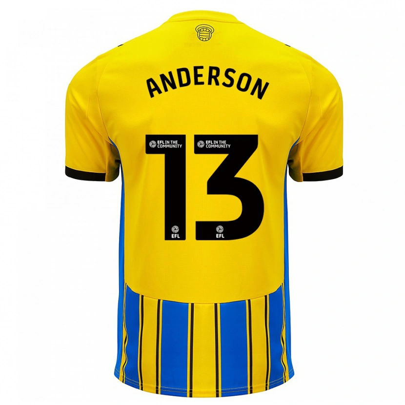 Danxen Dzieci Calum Anderson #13 Niebiesko-Żółty Wyjazdowa Koszulka 2025/26 Koszulki Klubowe