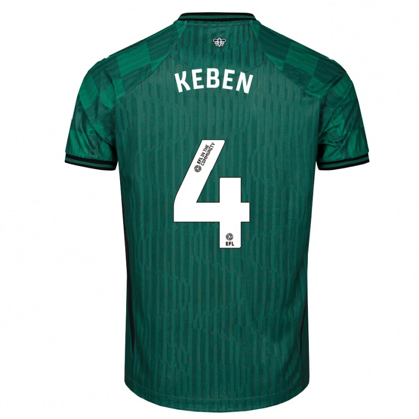 Danxen Dzieci Kévin Keben #4 Zielono-Czarny Wyjazdowa Koszulka 2025/26 Koszulki Klubowe