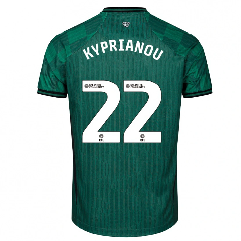 Danxen Dzieci Hector Kyprianou #22 Zielono-Czarny Wyjazdowa Koszulka 2025/26 Koszulki Klubowe