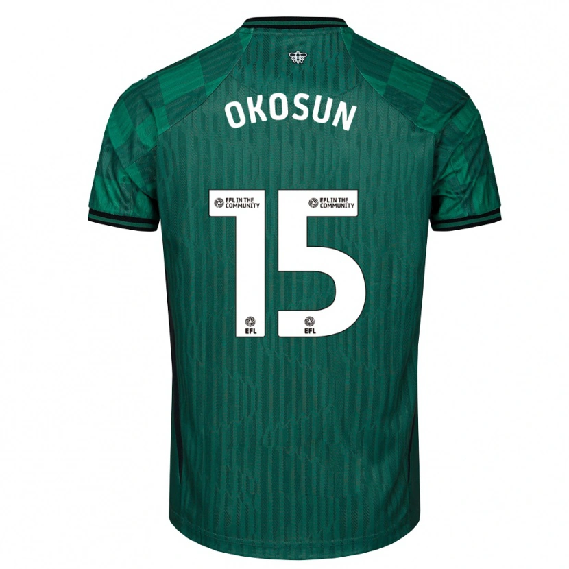 Danxen Dzieci Nickson Okosun #15 Zielono-Czarny Wyjazdowa Koszulka 2025/26 Koszulki Klubowe