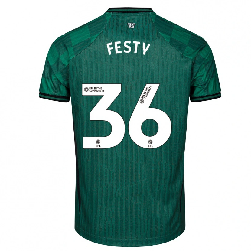 Danxen Dzieci Festy Ebosele #36 Zielono-Czarny Wyjazdowa Koszulka 2025/26 Koszulki Klubowe
