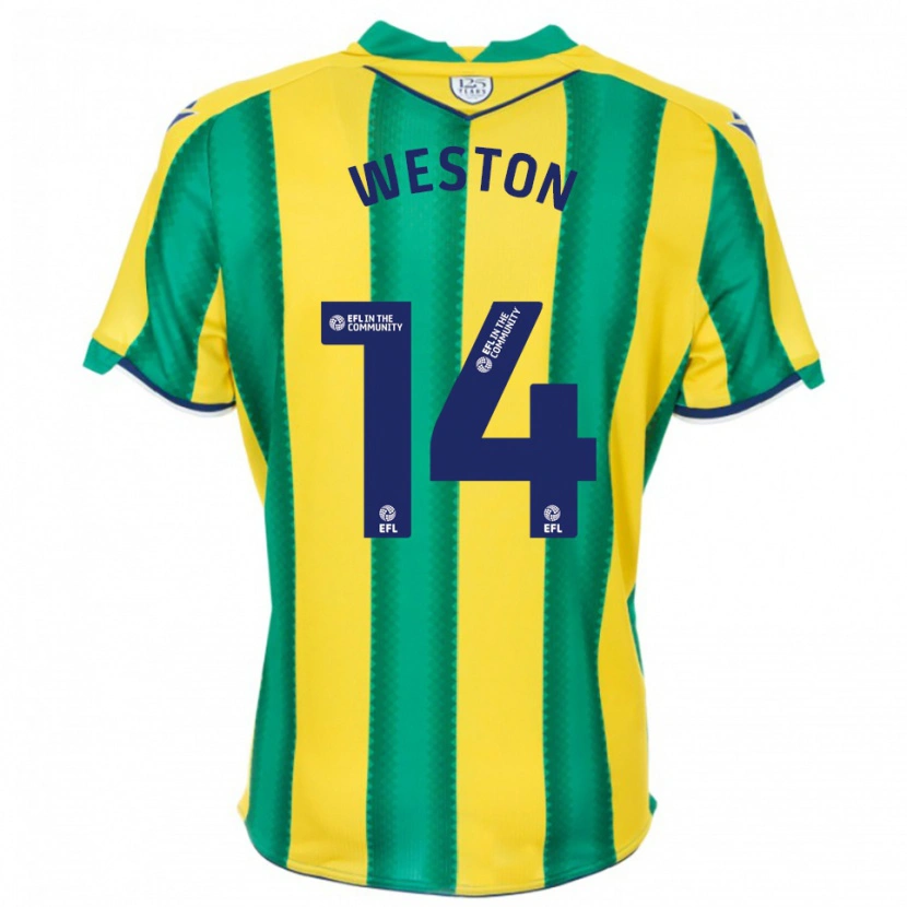 Danxen Dzieci Steph Weston #14 Żółto-Zielony Wyjazdowa Koszulka 2025/26 Koszulki Klubowe