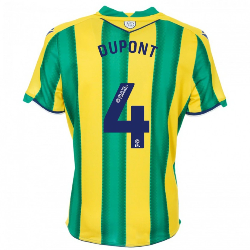 Danxen Dzieci Noah Dupont #4 Żółto-Zielony Wyjazdowa Koszulka 2025/26 Koszulki Klubowe