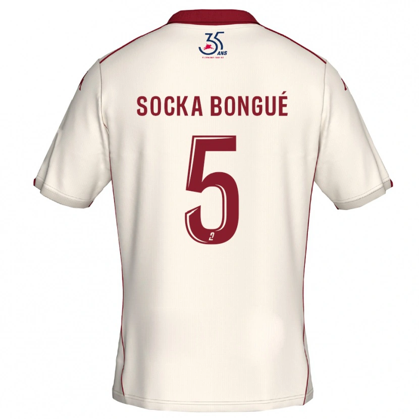 Danxen Dzieci Loïc Socka Bongué #5 Biało-Bordowy Wyjazdowa Koszulka 2025/26 Koszulki Klubowe