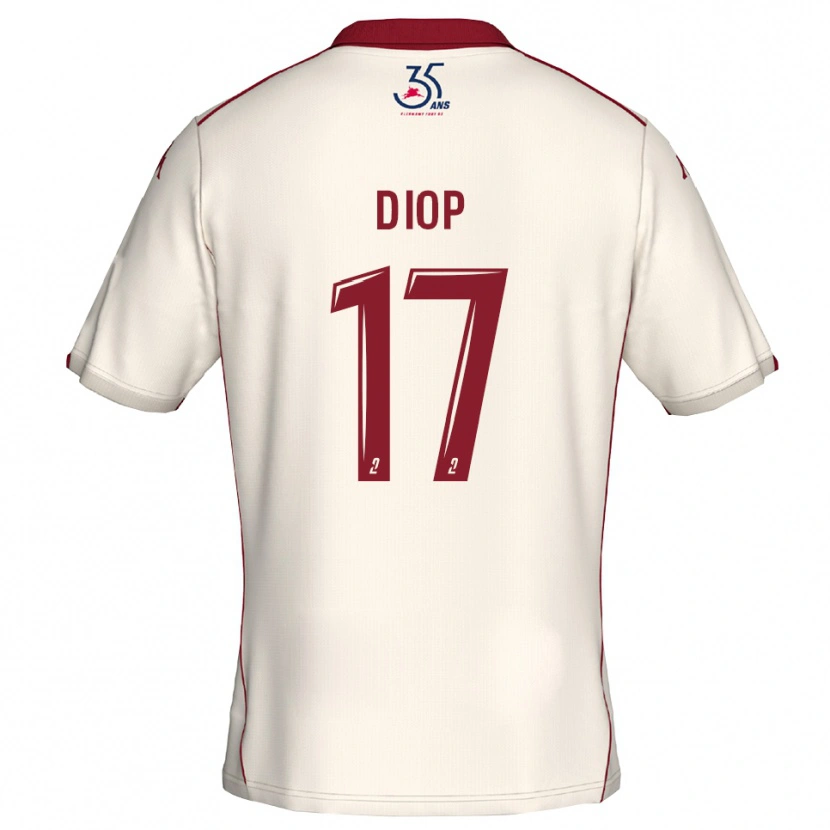Danxen Dzieci Ousmane Diop #17 Biało-Bordowy Wyjazdowa Koszulka 2025/26 Koszulki Klubowe