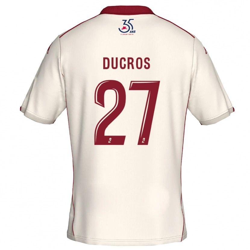 Danxen Dzieci Estelle Ducros #27 Biało-Bordowy Wyjazdowa Koszulka 2025/26 Koszulki Klubowe