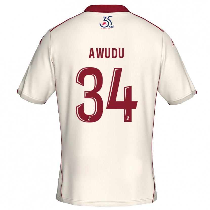 Danxen Dzieci Sumaila Awudu #34 Biało-Bordowy Wyjazdowa Koszulka 2025/26 Koszulki Klubowe