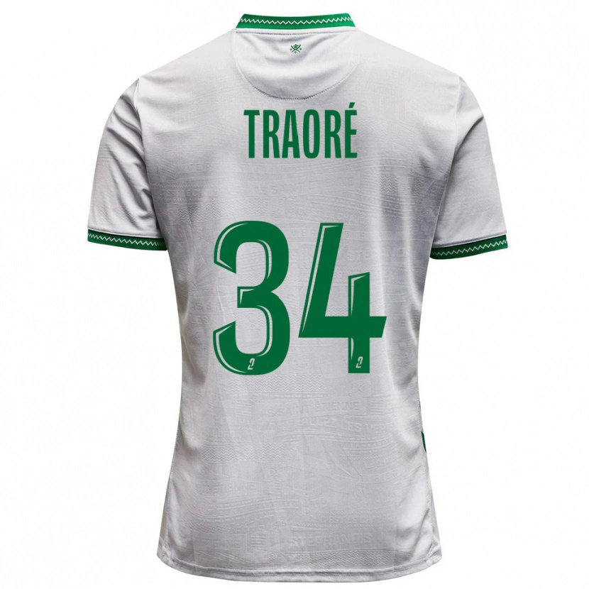 Danxen Dzieci Lassana Traoré #34 Biało-Zielony Wyjazdowa Koszulka 2025/26 Koszulki Klubowe