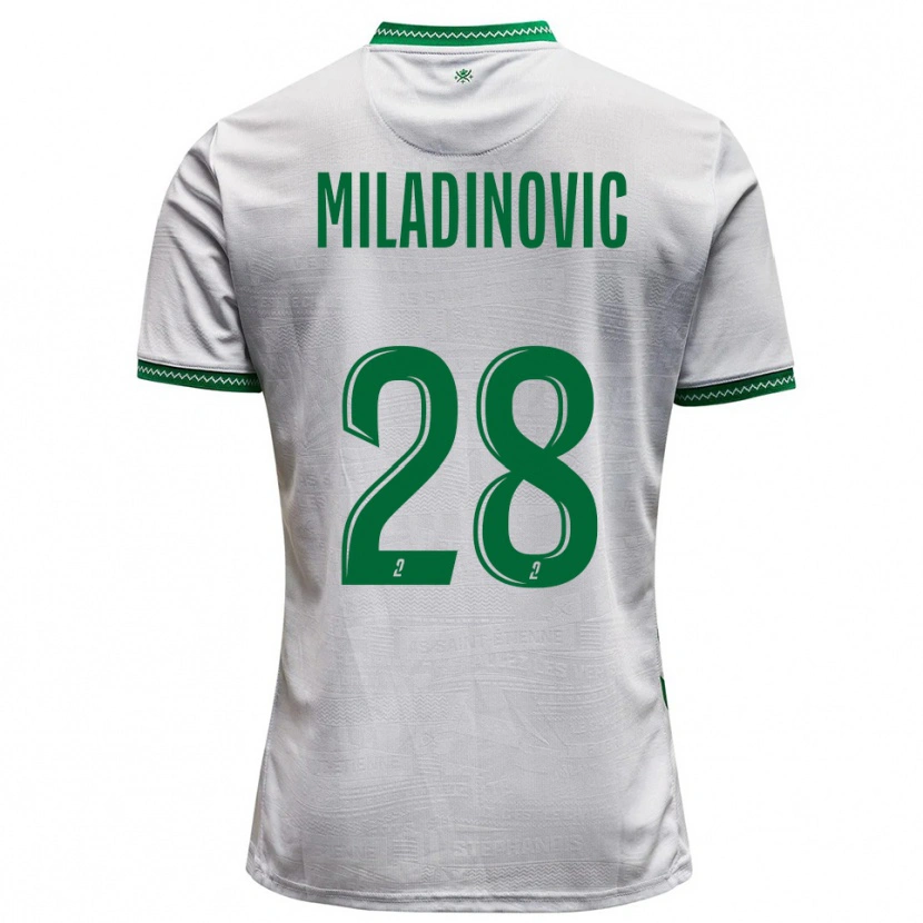 Danxen Dzieci Igor Miladinovic #28 Biało-Zielony Wyjazdowa Koszulka 2025/26 Koszulki Klubowe