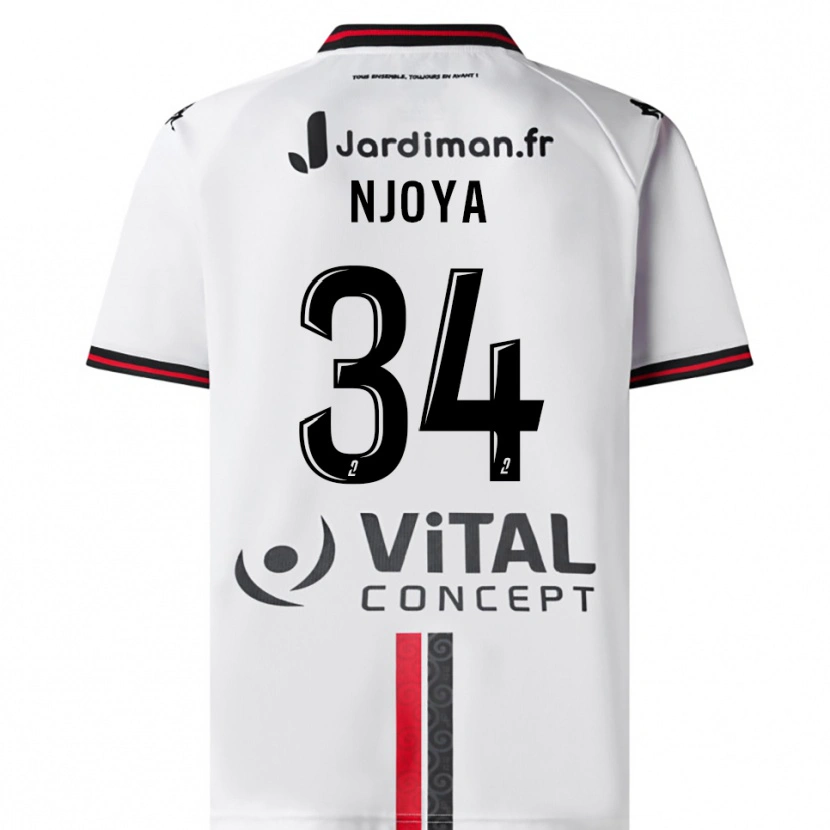 Danxen Dzieci Youssef Njoya #34 Biało-Czerwony Wyjazdowa Koszulka 2025/26 Koszulki Klubowe