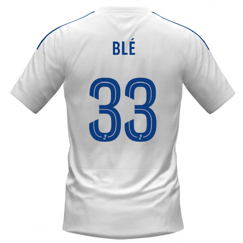 Danxen Dzieci Maxime Blé #33 Biało-Niebieski Wyjazdowa Koszulka 2025/26 Koszulki Klubowe