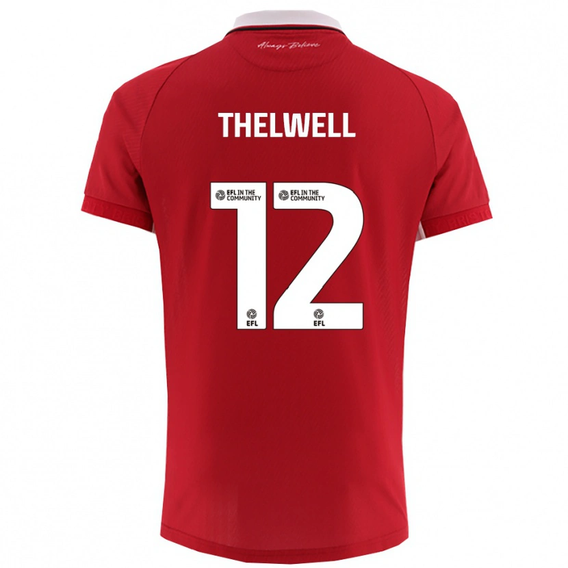 Danxen Męski Marley Thelwell #12 Biało-Czerwony Domowa Koszulka 2025/26 Koszulki Klubowe
