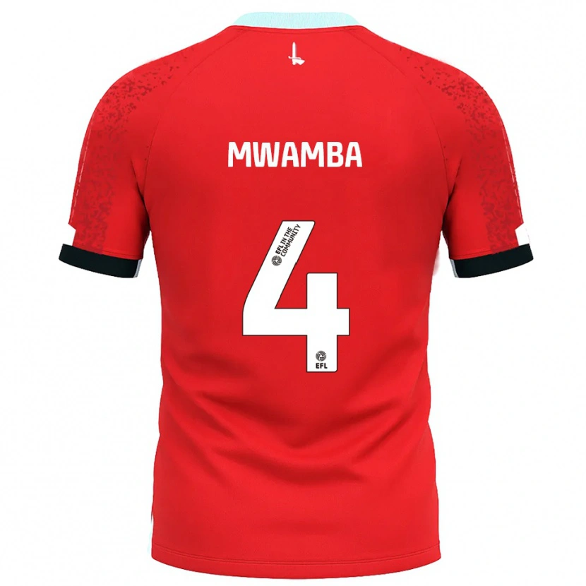 Danxen Męski Alan Mwamba #4 Czerwono-Biały Domowa Koszulka 2025/26 Koszulki Klubowe