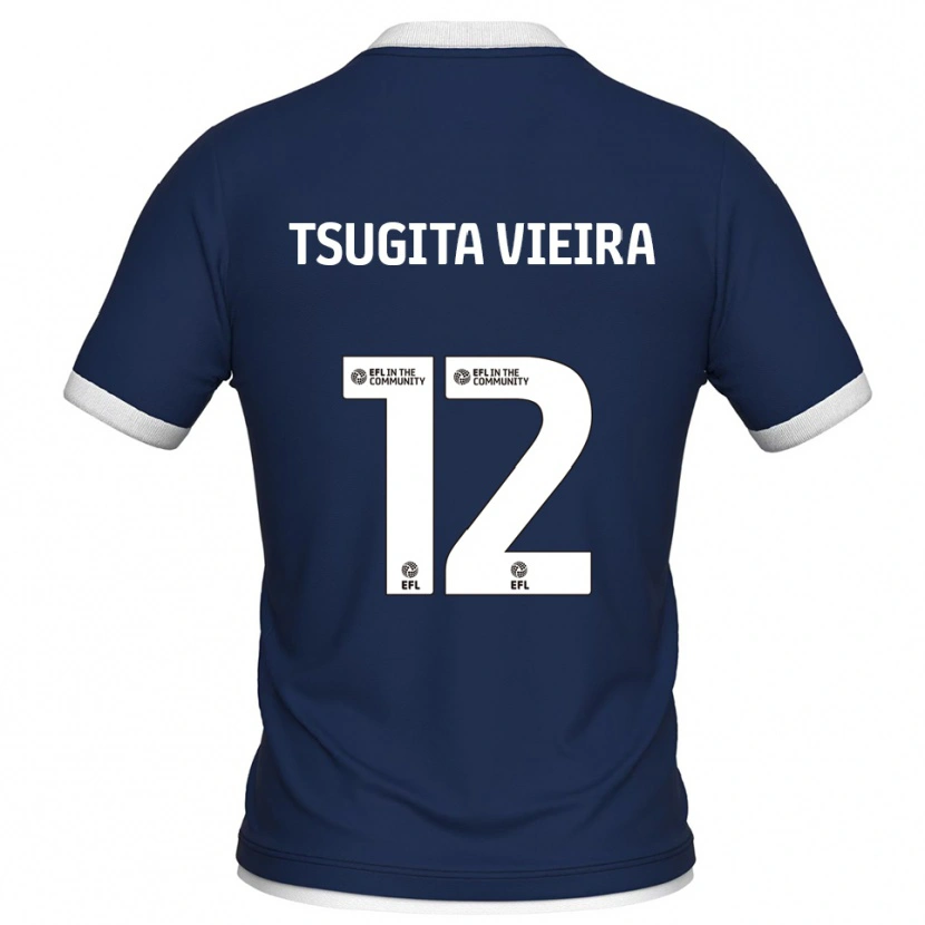 Danxen Męski Sacha Tsugita Vieira #12 Granatowo-Biały Domowa Koszulka 2025/26 Koszulki Klubowe