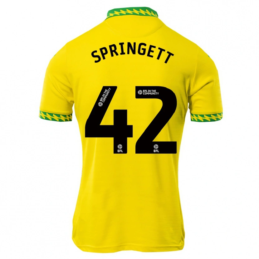 Danxen Męski Tony Springett #42 Biało-Zielony Domowa Koszulka 2025/26 Koszulki Klubowe