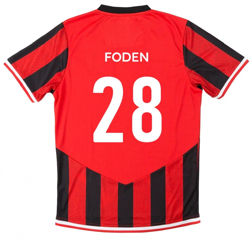 Danxen Męski Daniel Foden #28 Czerwono-Czarny Domowa Koszulka 2025/26 Koszulki Klubowe