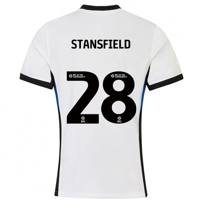 Danxen Męski Jay Stansfield #28 Biało-Niebieski Wyjazdowa Koszulka 2025/26 Koszulki Klubowe