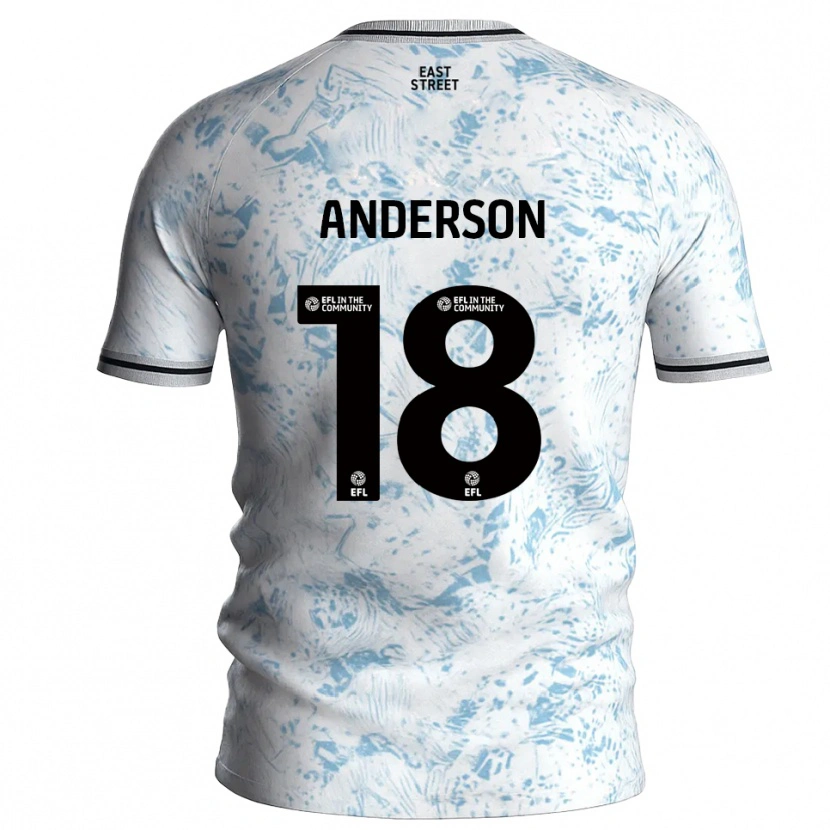 Danxen Męski Karoy Anderson #18 Biało-Błękitny Wyjazdowa Koszulka 2025/26 Koszulki Klubowe