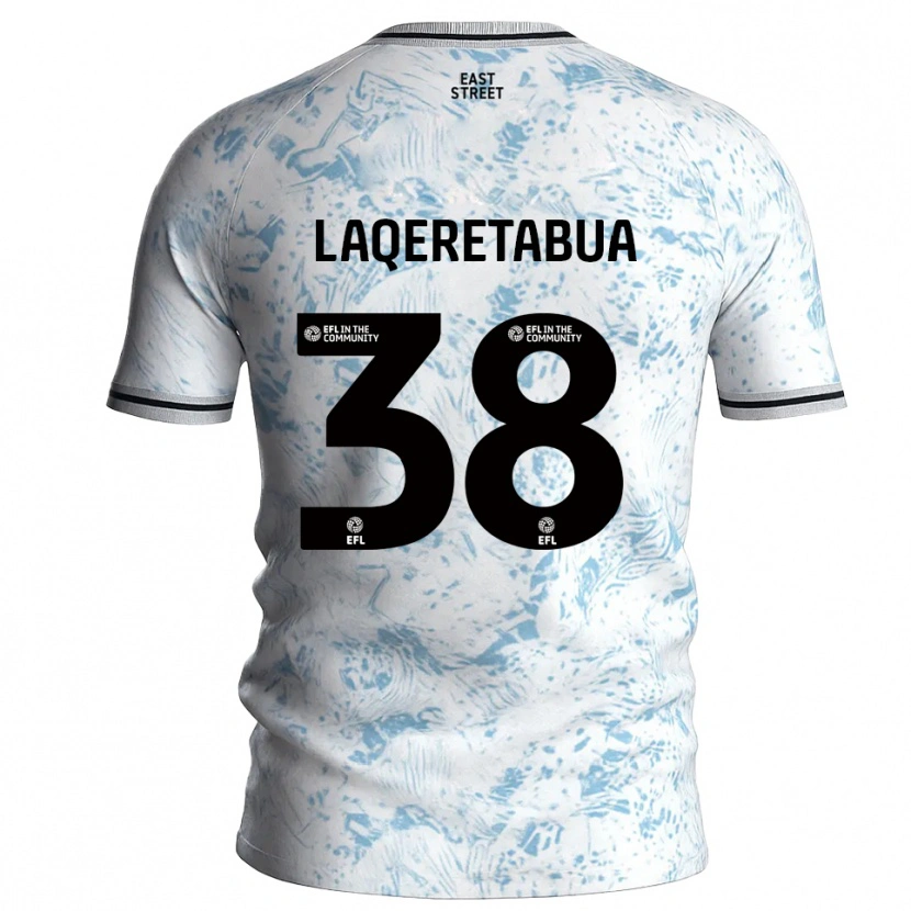 Danxen Męski Josh Laqeretabua #38 Biało-Błękitny Wyjazdowa Koszulka 2025/26 Koszulki Klubowe