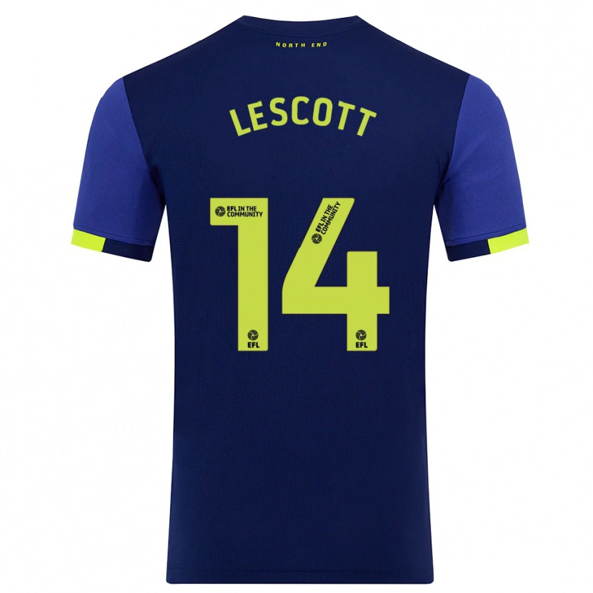 Danxen Męski Clayton Lescott #14 Granatowo-Żółty Wyjazdowa Koszulka 2025/26 Koszulki Klubowe