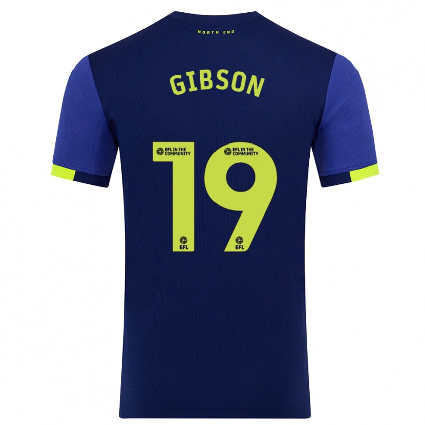 Danxen Męski Lewis Gibson #19 Granatowo-Żółty Wyjazdowa Koszulka 2025/26 Koszulki Klubowe