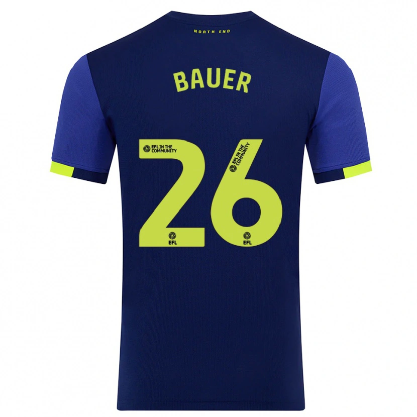 Danxen Męski Patrick Bauer #26 Granatowo-Żółty Wyjazdowa Koszulka 2025/26 Koszulki Klubowe
