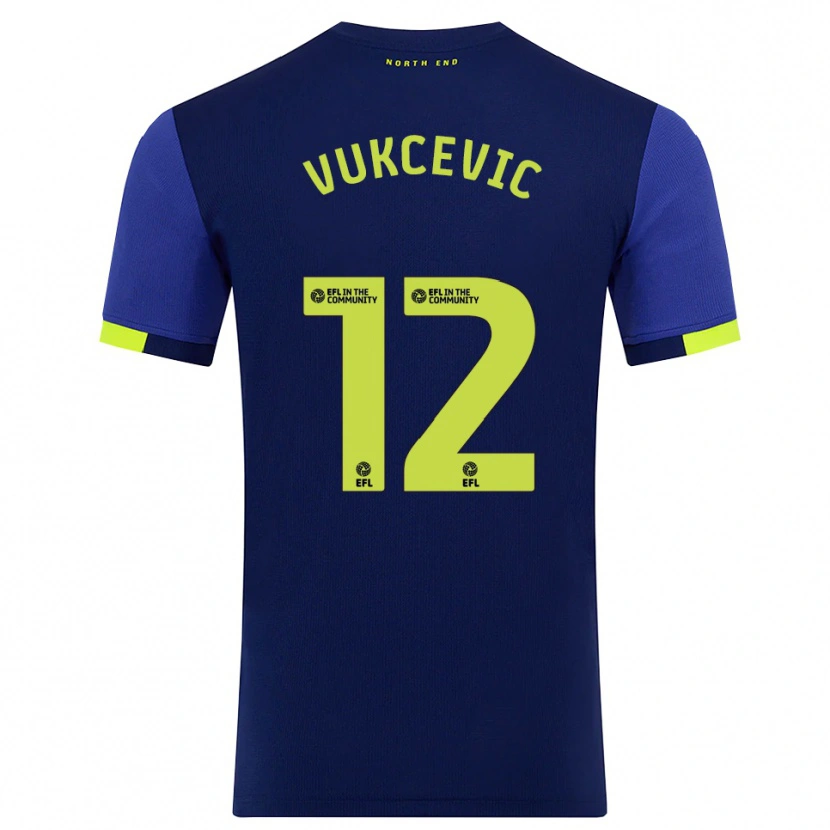 Danxen Męski Andrija Vukcevic #12 Granatowo-Żółty Wyjazdowa Koszulka 2025/26 Koszulki Klubowe