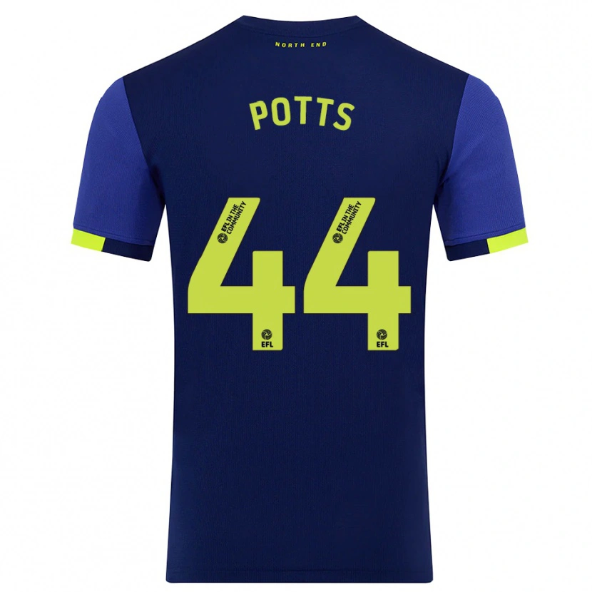Danxen Męski Brad Potts #44 Granatowo-Żółty Wyjazdowa Koszulka 2025/26 Koszulki Klubowe