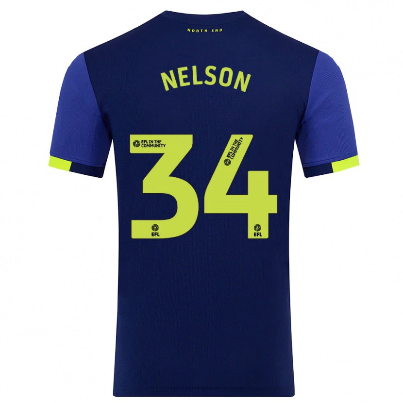 Danxen Męski Kitt Nelson #34 Granatowo-Żółty Wyjazdowa Koszulka 2025/26 Koszulki Klubowe
