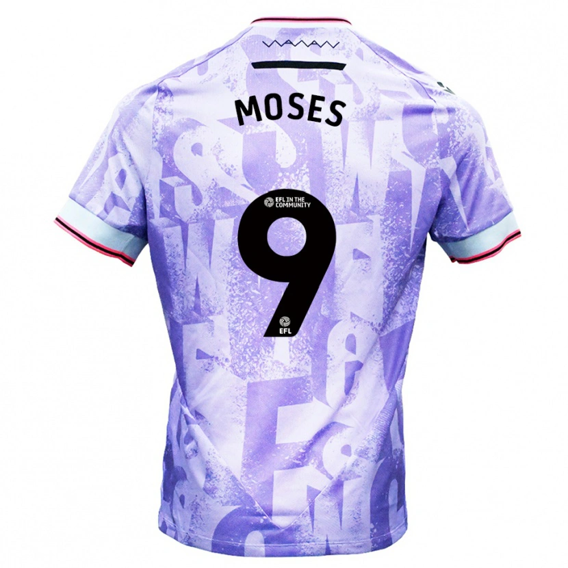 Danxen Męski Devlan Moses #9 Liliowo-Biały Wyjazdowa Koszulka 2025/26 Koszulki Klubowe