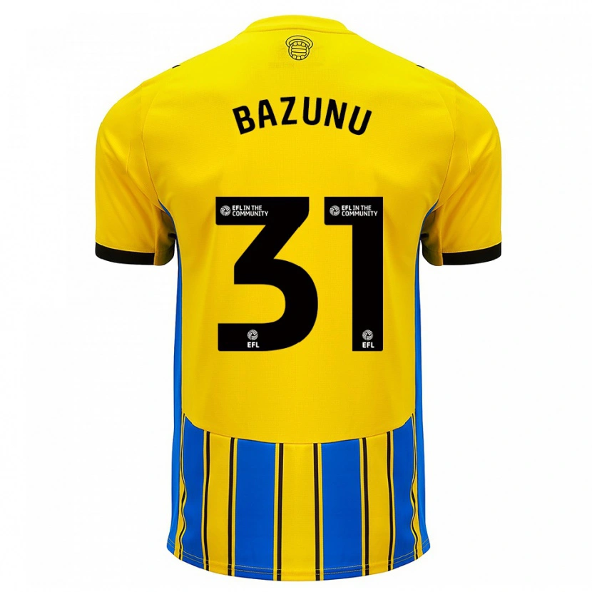 Danxen Męski Gavin Bazunu #31 Niebiesko-Żółty Wyjazdowa Koszulka 2025/26 Koszulki Klubowe