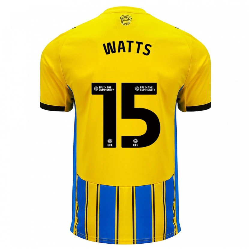 Danxen Męski Harry Watts #15 Niebiesko-Żółty Wyjazdowa Koszulka 2025/26 Koszulki Klubowe