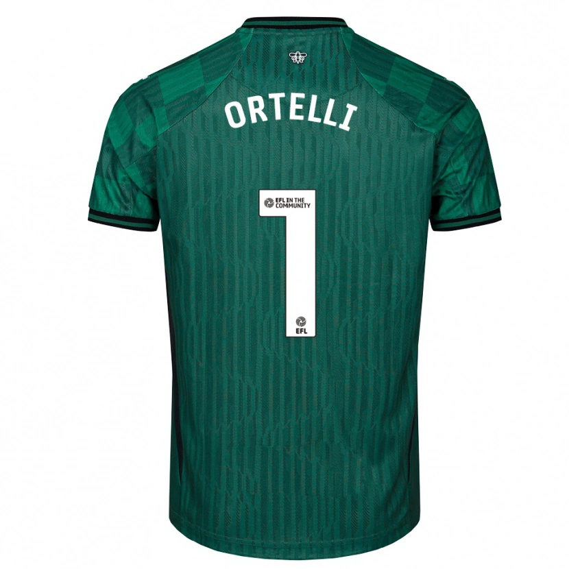 Danxen Męski Gabriel Ortelli #1 Zielono-Czarny Wyjazdowa Koszulka 2025/26 Koszulki Klubowe