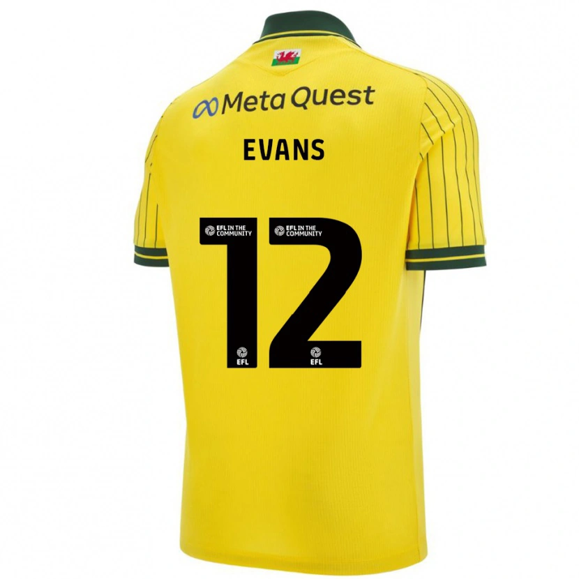Danxen Męski George Evans #12 Żółto-Zielony Wyjazdowa Koszulka 2025/26 Koszulki Klubowe