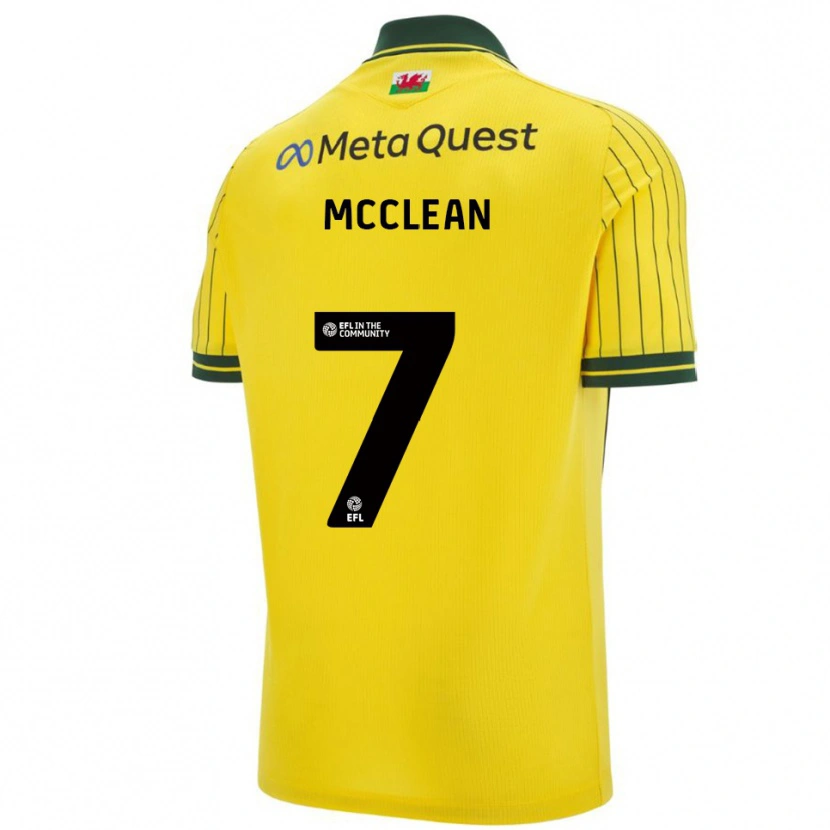 Danxen Męski James Mcclean #7 Żółto-Zielony Wyjazdowa Koszulka 2025/26 Koszulki Klubowe