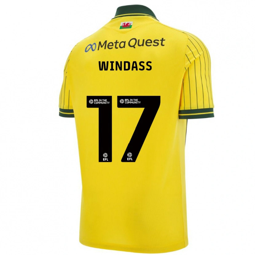 Danxen Męski Josh Windass #17 Żółto-Zielony Wyjazdowa Koszulka 2025/26 Koszulki Klubowe