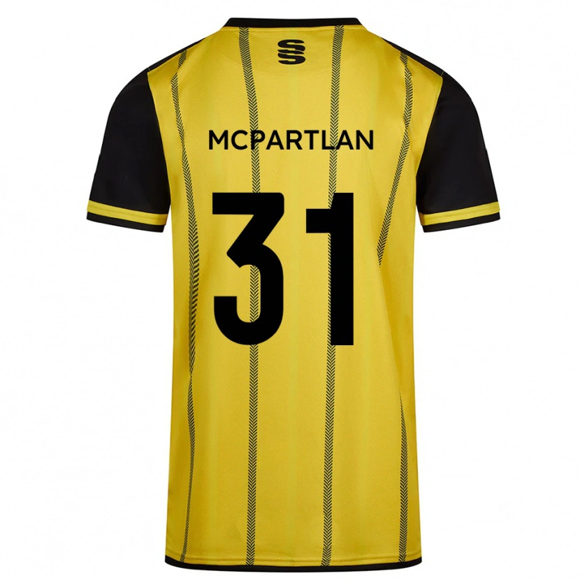 Danxen Męski Cian Mcpartlan #31 Żółto-Czarny Wyjazdowa Koszulka 2025/26 Koszulki Klubowe