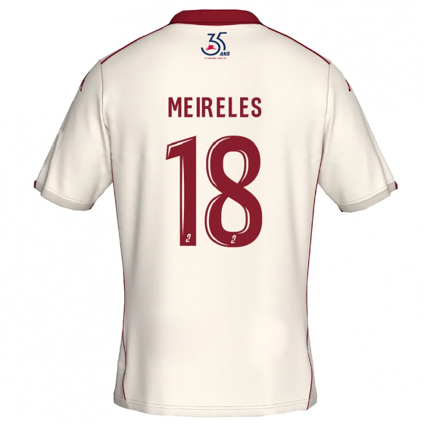 Danxen Męski Andreia Meireles #18 Biało-Bordowy Wyjazdowa Koszulka 2025/26 Koszulki Klubowe