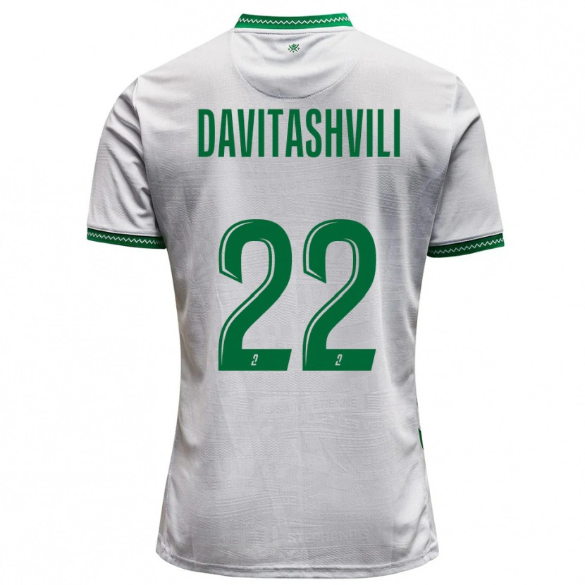 Danxen Męski Zuriko Davitashvili #22 Biało-Zielony Wyjazdowa Koszulka 2025/26 Koszulki Klubowe