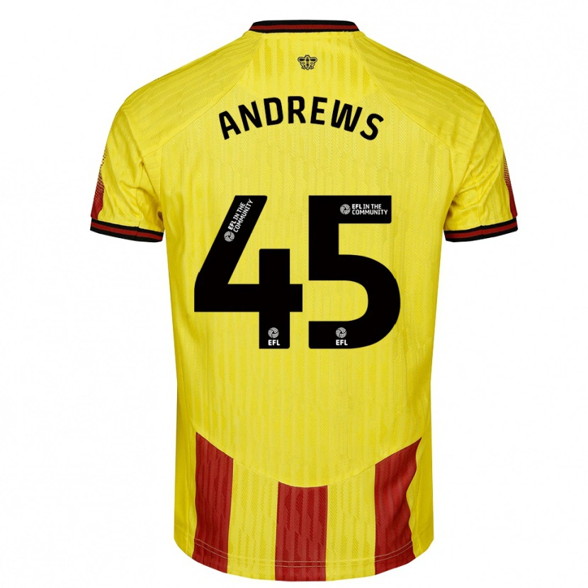 Danxen Kobiety Ryan Andrews #45 Żółto-Czerwony Domowa Koszulka 2025/26 Koszulki Klubowe