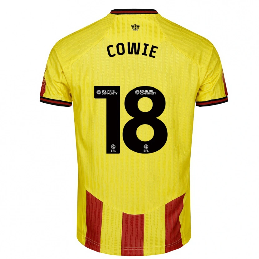 Danxen Kobiety Tony Cowie #18 Żółto-Czerwony Domowa Koszulka 2025/26 Koszulki Klubowe
