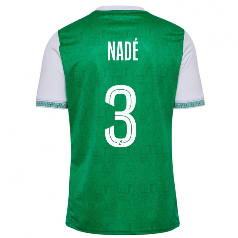 Danxen Kobiety Mickaël Nadé #3 Zielono-Biały Domowa Koszulka 2025/26 Koszulki Klubowe