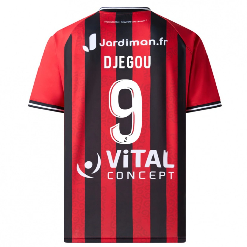 Danxen Kobiety Jean-Yves Djegou #9 Czerwono-Czarny Domowa Koszulka 2025/26 Koszulki Klubowe
