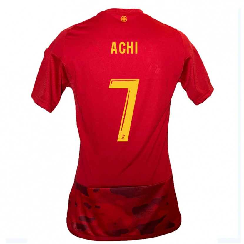 Danxen Kobiety Mohamed Achi #7 Czerwono-Żółty Domowa Koszulka 2025/26 Koszulki Klubowe