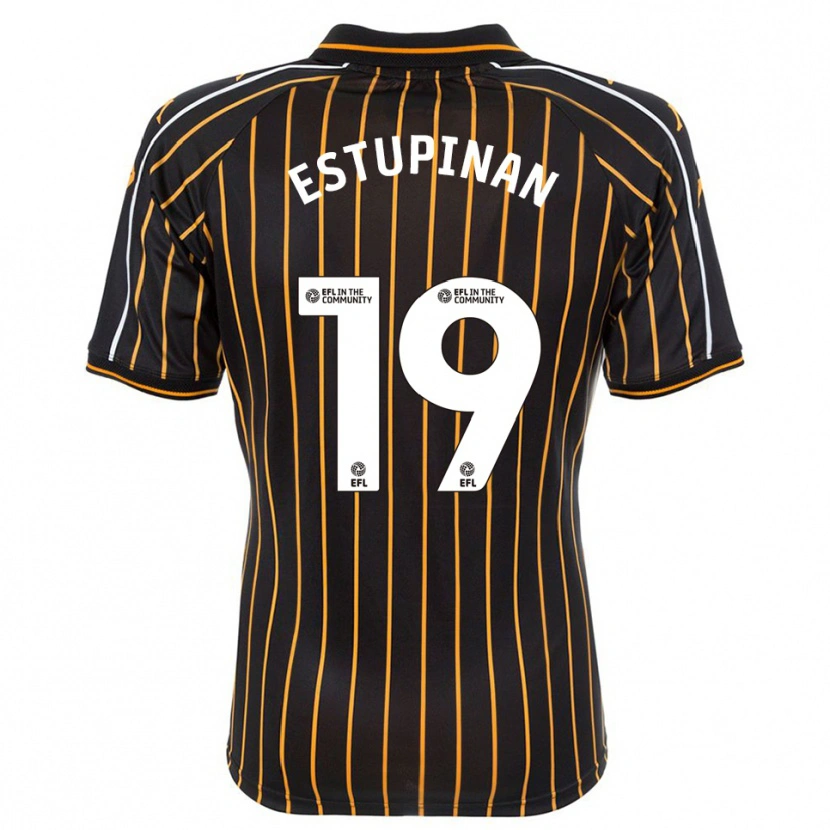 Danxen Kobiety Óscar Estupiñán #19 Biało-Czarny Wyjazdowa Koszulka 2025/26 Koszulki Klubowe